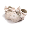 Girls PU Leather Heart Embroidered Shoes With Bow Decor-XJ-13-18 Months-JadeMoghul Inc.