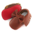 Girls PU Leather Slip On Bow Shoes-brown-1-JadeMoghul Inc.