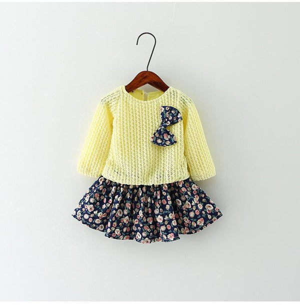 Girls Summer Floral Print Dress-Sky Blue-9M-JadeMoghul Inc.
