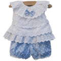 Girls Summer Lace Ruffle Romper Set-Blue-12M-JadeMoghul Inc.