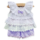 Girls Summer Lace Ruffle Romper Set-Purple-12M-JadeMoghul Inc.