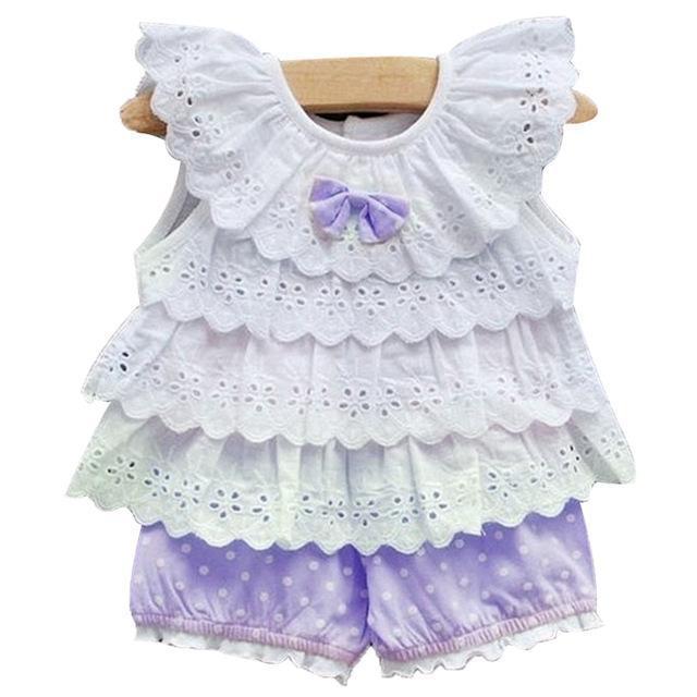 Girls Summer Lace Ruffle Romper Set-Purple-12M-JadeMoghul Inc.