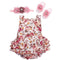 Girls Summer Ruffle Floral Print Romper , HeadBand And Shoes Set-2G3001-9M-JadeMoghul Inc.