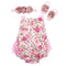 Girls Summer Ruffle Floral Print Romper , HeadBand And Shoes Set-2G3008-9M-JadeMoghul Inc.