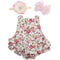 Girls Summer Ruffle Floral Print Romper , HeadBand And Shoes Set-2G3010-9M-JadeMoghul Inc.