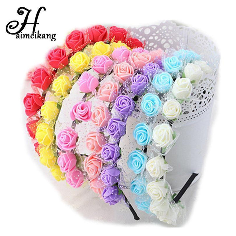Girls Sweet Candy Color Children Foam Rose Flower Headband-AS SHOW 9-JadeMoghul Inc.