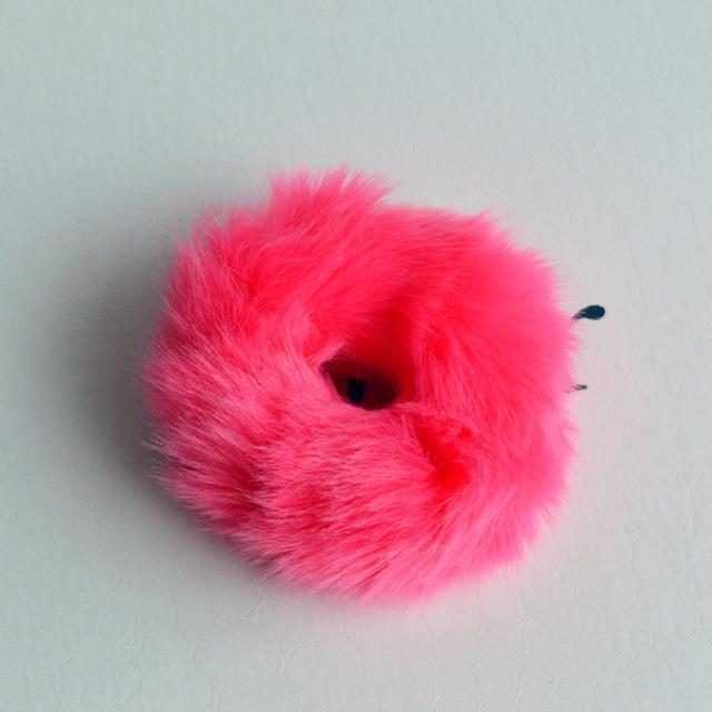 Girls Trendy Warm Soft Fake Rabbit Fur Elastic Hair Rope Band-Melon-JadeMoghul Inc.