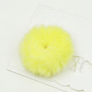 Girls Trendy Warm Soft Fake Rabbit Fur Elastic Hair Rope Band-Yellow-JadeMoghul Inc.