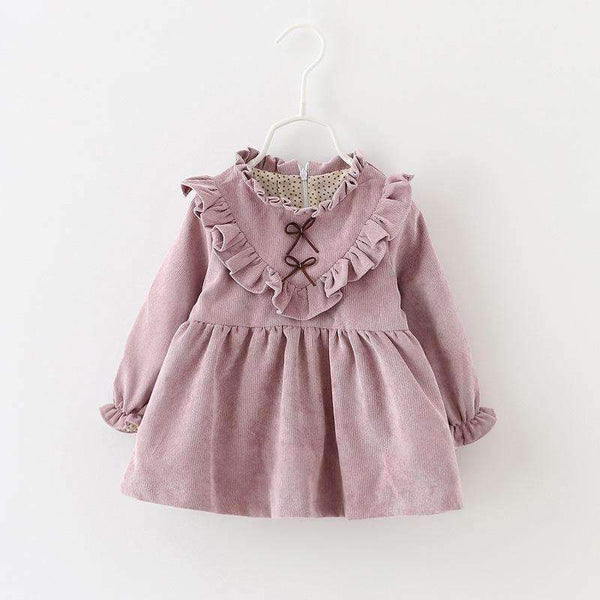 Girls warm Fur Lined Full Sleeved Dress-picture color-12M-JadeMoghul Inc.