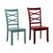 Giselle Transitional Side Chair Set Of 2, Red & Blue-Armchairs and Accent Chairs-Red, Blue-Wood-JadeMoghul Inc.