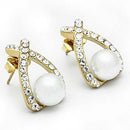 Gold Stud Earrings GL251 Gold - Brass Earrings with Synthetic in White