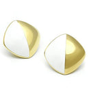 Gold Stud Earrings GL340 Gold - Brass Earrings with Epoxy in White