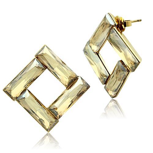 Gold Stud Earrings GL344 Gold - Brass Earrings with Top Grade Crystal