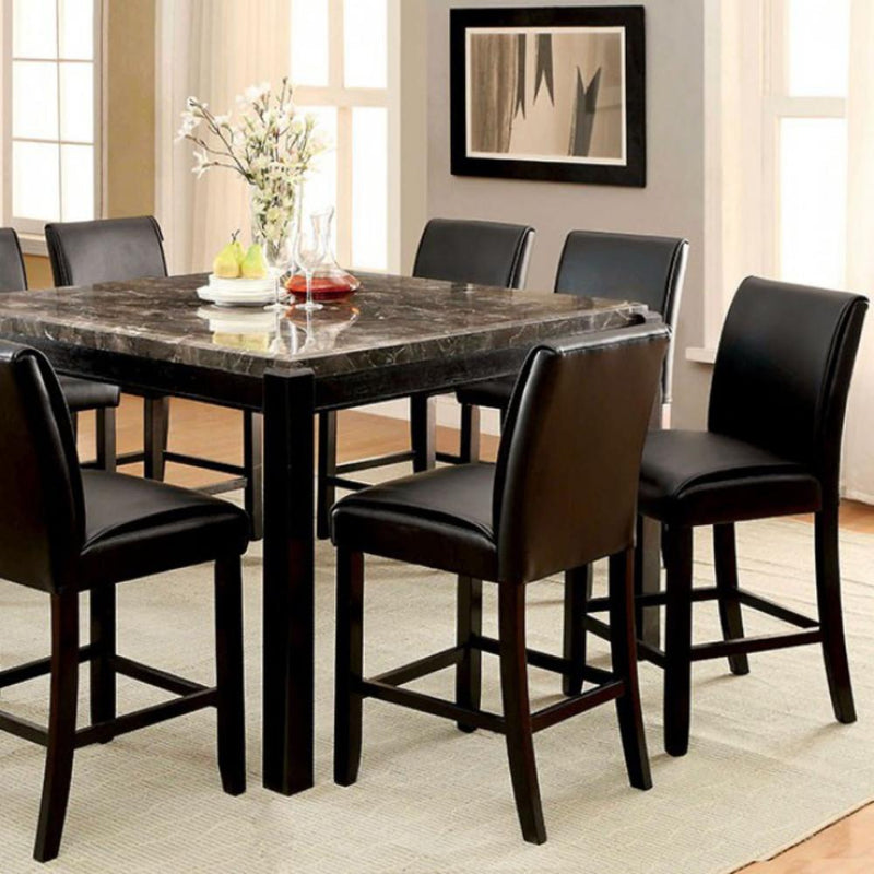 Gladstone II Marble Top Counter Height Table, Black-Bar Stools & Tables-Black-Marble, Solid Wood, Wood Veneer & Others-JadeMoghul Inc.