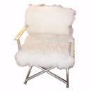 Glamorously Furred Director's Chair-Armchairs and Accent Chairs-White-StainlessPlastic lumber UpholsteryPolyester-JadeMoghul Inc.