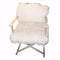 Glamorously Furred Director's Chair-Armchairs and Accent Chairs-White-StainlessPlastic lumber UpholsteryPolyester-JadeMoghul Inc.