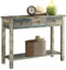 Glancio Beautiful Console Table, Antique Oak & Teal Blue-Console Tables-Antique White & Teal-Wood MDF-JadeMoghul Inc.