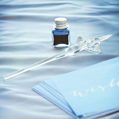 Glass Dip Pen Writing Set Black (Pack of 1)-Wedding Reception Accessories-JadeMoghul Inc.