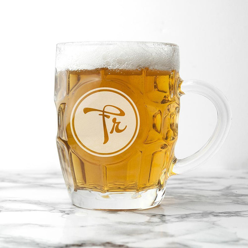 Glass Gifts & Accessories Custom Beer Glasses Round Monogrammed Dimpled Beer Glass Treat Gifts