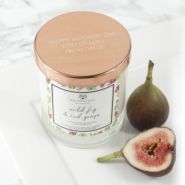 Glass Gifts & Accessories Personalised Gifts Wild Fig & Red Grape Candle With Copper Lid Treat Gifts