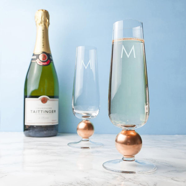 Glass Gifts & Accessories Personalized Gifts LSA Set Of Two Rose Gold Champagne Glasses Treat Gifts