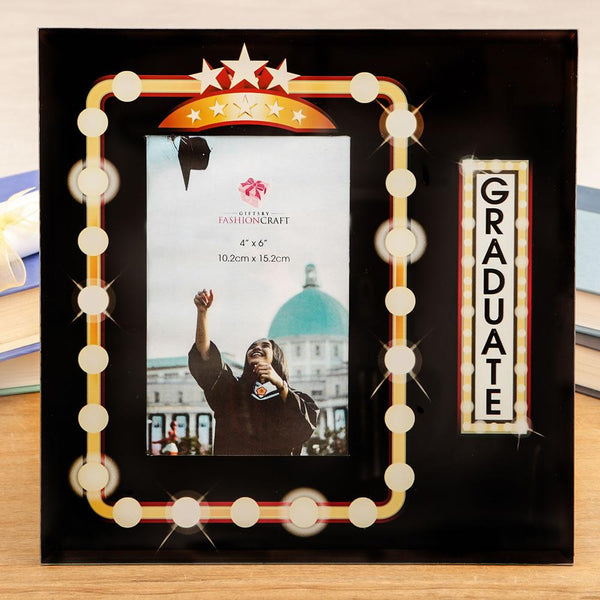 Glass Graduate 4 x 6 frame with Marquee design-Personalized Gifts for Women-JadeMoghul Inc.