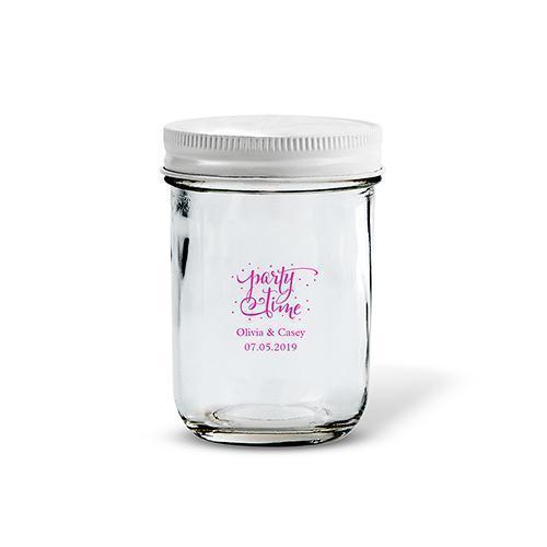 Glass Mason Jar with White Lid Favor White (Pack of 12)-Favor Boxes Bags & Containers-JadeMoghul Inc.