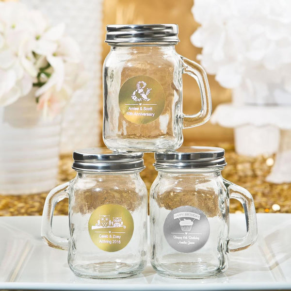 Glass Mason Jars with handle from our Personalized Metallics Collection-Favor Boxes Bags & Containers-JadeMoghul Inc.