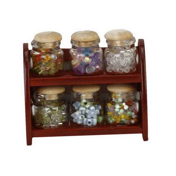 Glass Spice Pot Bottle Jars Rack 1/12 Dollhouse Miniature Doll House Kitchen Accessory--JadeMoghul Inc.