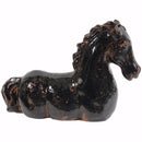 Glazed Brown Finish Horse Statue, Black and Brown-Sculptures-Brown and Black-ceramic-JadeMoghul Inc.