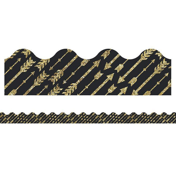 GLD GLITTER ARROWS SCALLOPED BORDER-Learning Materials-JadeMoghul Inc.