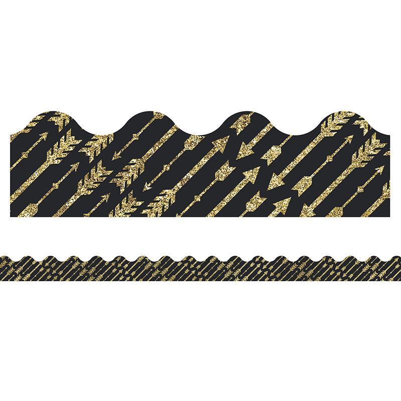 GLD GLITTER ARROWS SCALLOPED BORDER-Learning Materials-JadeMoghul Inc.