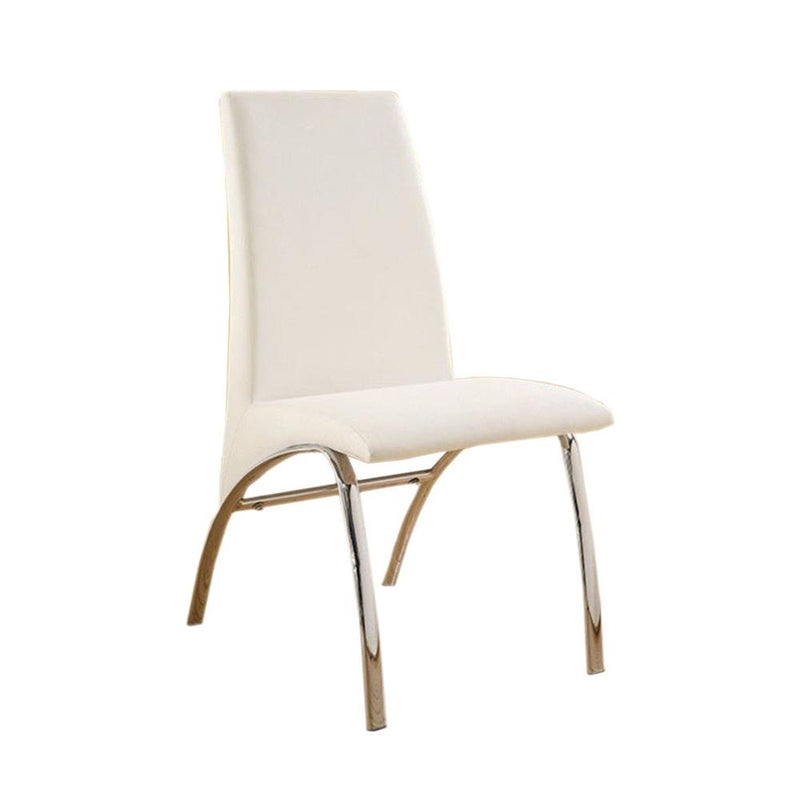 Glenview Contemporary Side Chair-Steel Tube, White Finish, Set Of 2-Armchairs and Accent Chairs-White-Chrome Leatherette-JadeMoghul Inc.