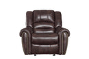 Glider Reclining Chair In Leather Gel Match Upholstery, Dark Brown-Living Room Furniture-Dark Brown-Leather metal-JadeMoghul Inc.