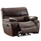 Glider Reclining Chair With Gel Match Leather Upholstery, Dark Brown-Living Room Furniture-Dark Brown-Leather metal-JadeMoghul Inc.