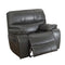 Glider Reclining Chair With Gel Match Leather Upholstery, Gray-Living Room Furniture-Gray-Leather metal-JadeMoghul Inc.