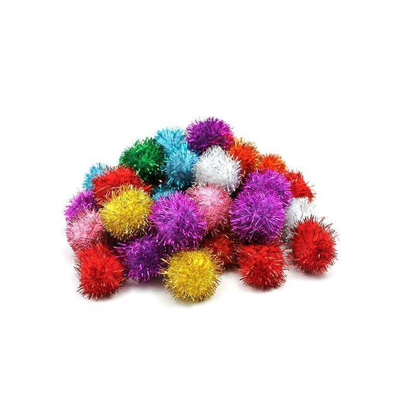 GLITTER 1IN POM POMS BAG OF 40-Arts & Crafts-JadeMoghul Inc.