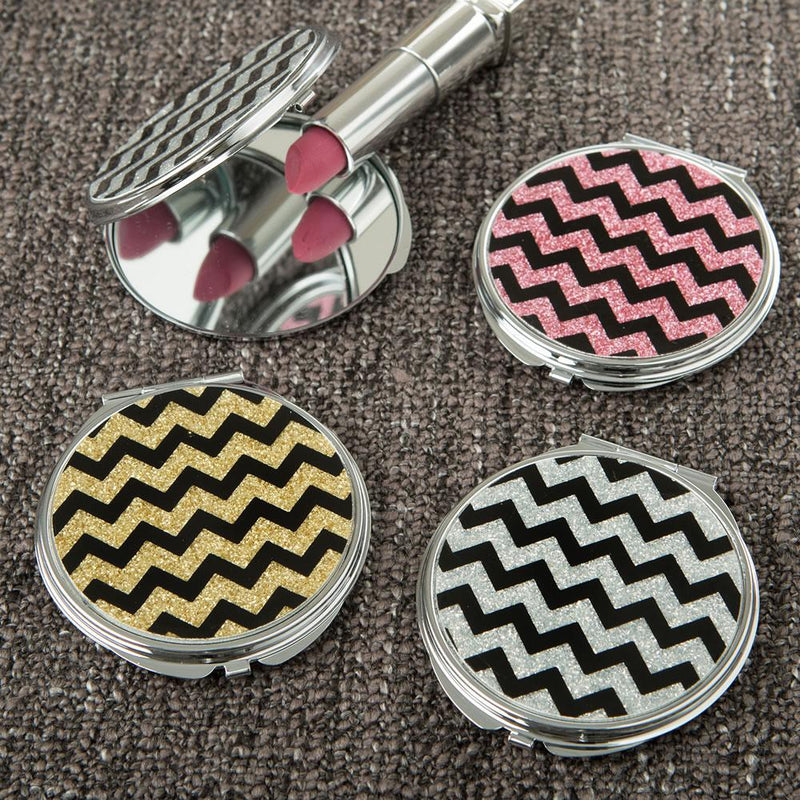 Glitter Chevron compact mirror from gifts by fashioncraft-Personalized Gifts for Men-JadeMoghul Inc.