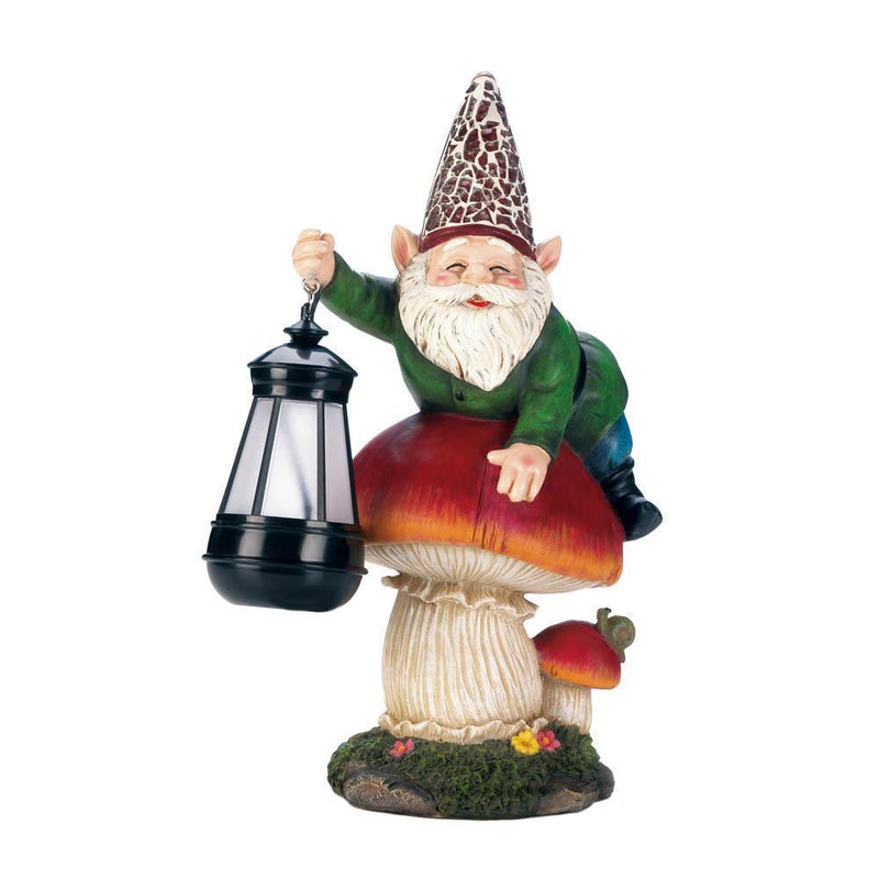 Home Decor Ideas Gnome On Mushroom Solar Statue