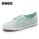 GOGC 2018 New Style Women Shoes with Hole Breathable Women Flat Shoes Women Sneakers Casual Shoes Summer Autunm Lace-Up footwear-Green-6-China-JadeMoghul Inc.