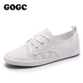 GOGC 2018 New Style Women Shoes with Hole Breathable Women Flat Shoes Women Sneakers Casual Shoes Summer Autunm Lace-Up footwear-White-6-China-JadeMoghul Inc.