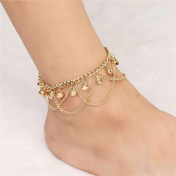 Gold-coloured Dangling Bells Anklet--JadeMoghul Inc.