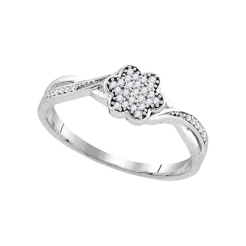 10kt White Gold Women's Round Diamond Flower Cluster Ring 1/10 Cttw - FREE Shipping (US/CAN)