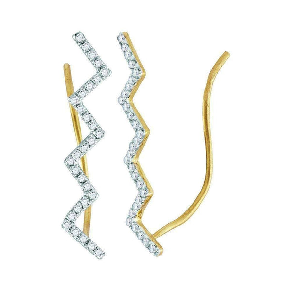 10kt Yellow Gold Women's Round Diamond Zig Zag Climber Earrings 1-6 Cttw - FREE Shipping (USA/CAN)