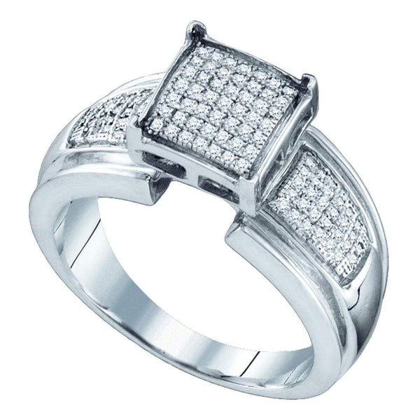 Gold & Diamond Engagement & Anniversary Rings Sterling Silver Women's Diamond Elevated Square Cluster Bridal Wedding Engagement Ring 1/4 Cttw - FREE Shipping (US/CAN) JadeMoghul