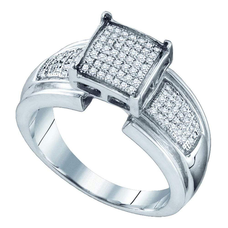 Gold & Diamond Engagement & Anniversary Rings Sterling Silver Women's Diamond Elevated Square Cluster Bridal Wedding Engagement Ring 1/4 Cttw - FREE Shipping (US/CAN) JadeMoghul