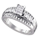 Gold & Diamond Engagement & Anniversary Rings Sterling Silver Women's Princess Diamond Cluster Bridal Wedding Engagement Ring 1/2 Cttw - FREE Shipping (US/CAN) - Size 9 JadeMoghul