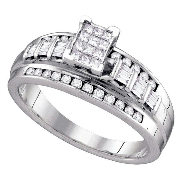 Gold & Diamond Engagement & Anniversary Rings Sterling Silver Women's Princess Diamond Cluster Bridal Wedding Engagement Ring 1/2 Cttw - FREE Shipping (US/CAN) - Size 9 JadeMoghul