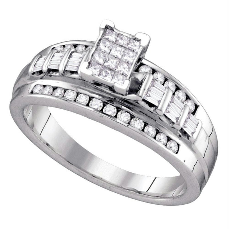 Gold & Diamond Engagement & Anniversary Rings Sterling Silver Women's Princess Diamond Cluster Bridal Wedding Engagement Ring 1/2 Cttw - FREE Shipping (US/CAN) - Size 9 JadeMoghul