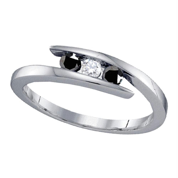 Gold & Diamond Engagement & Anniversary Rings Sterling Silver Women's Round Black Color Enhanced Diamond 3-stone Bridal Wedding Engagement Ring 1/4 Cttw - FREE Shipping (US/CAN) JadeMoghul